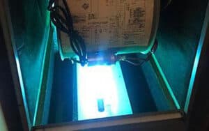 UV light installed inside an HVAC system.
